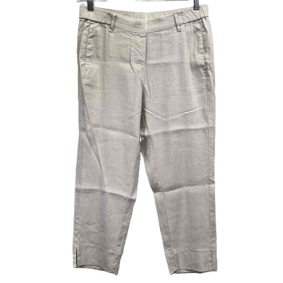 J. Jill Pants - J Jill Beige Womens Pull On Linen Stretch Capri Pants Medium Petite